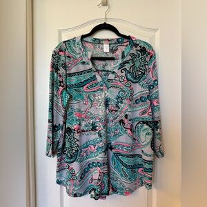 Sew in Love paisley tunic blouse size Medium New without tags